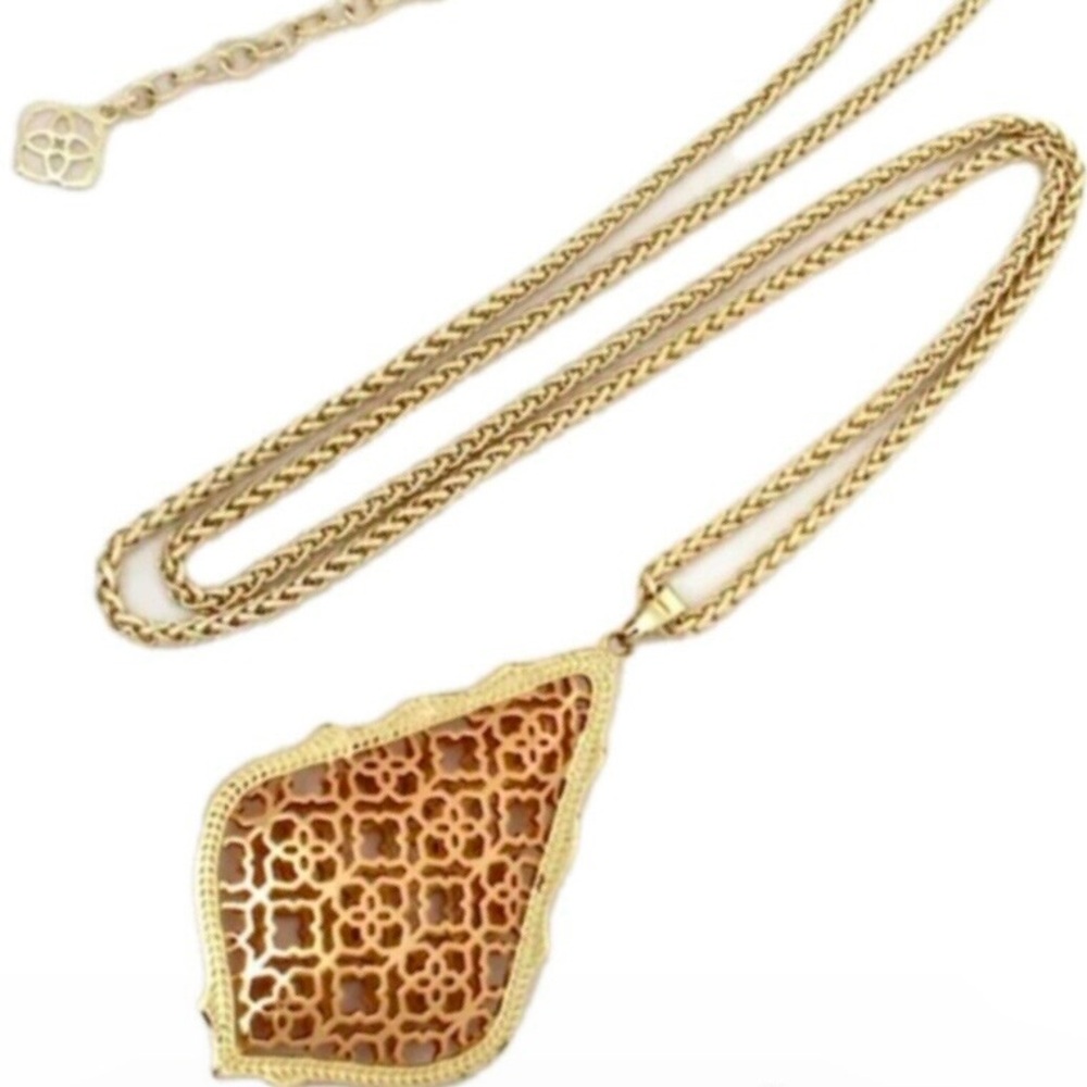 Kendra Scott Gold & Rose Gold Plated Filigree Pendant Necklace - Picture 4 of 6